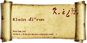 Klein Áron névjegykártya